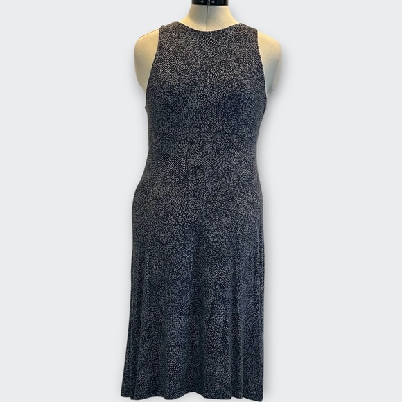 ATHLETA Santorini Dress Navy Print S High Neck Sleeveless Coastal Travel Euro - Picture 5 of 12